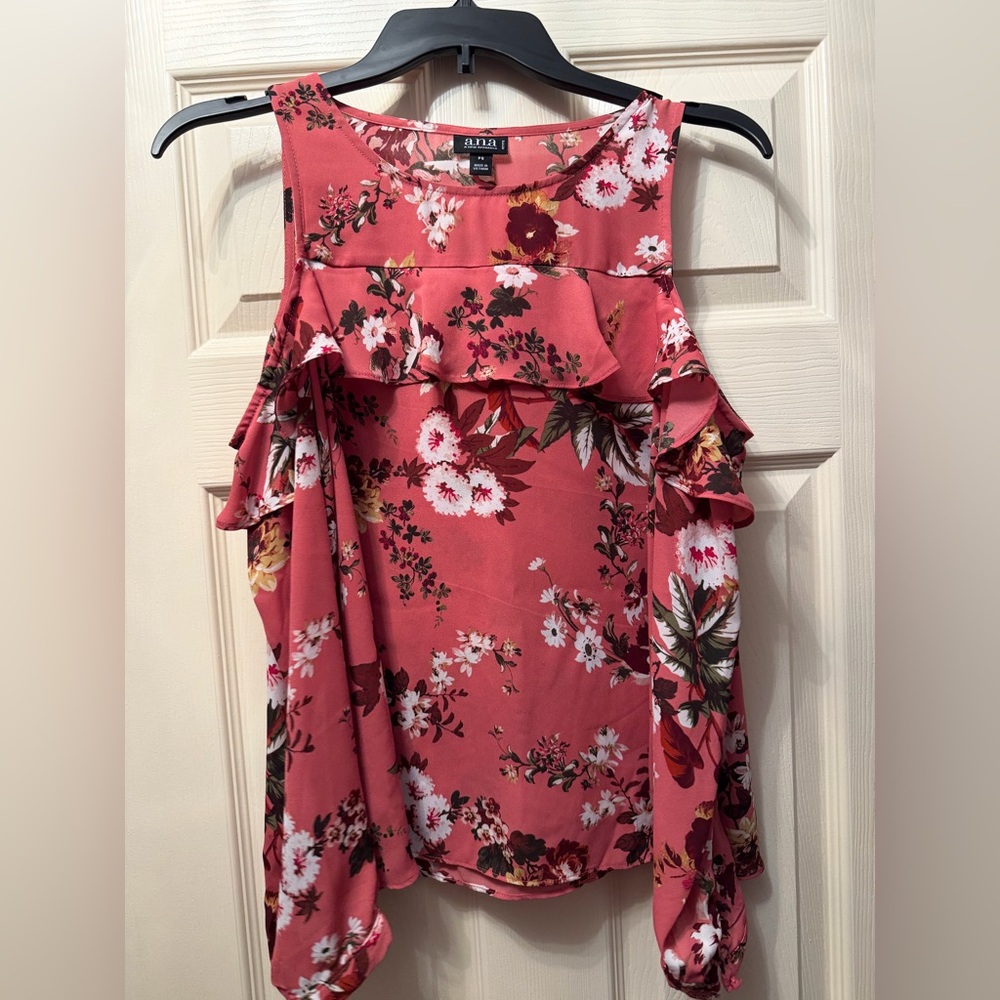 A.N.A Floral Cold Shoulder Long Sleeve Top